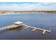 Aerial shot of a pier with docks on the water, ideal for boating and enjoying the water views at 2951 Clearwater Dr, Mount Pleasant, SC 29466