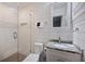 Well appointed bathroom with a glass shower, and stylish vanity at 3304 Hartnett Blvd, Isle of Palms, SC 29451