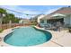 Backyard view of a private pool with outdoor seating and lush landscaping at 5509 Alpine Dr, Summerville, SC 29483