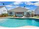 Gorgeous backyard pool and patio with outdoor seating perfect for relaxation at 5509 Alpine Dr, Summerville, SC 29483