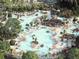 Aerial view of a resort-style community pool with palm trees and amenities at 1027 Swamp Rose Run, Summerville, SC 29485