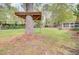 This backyard includes a unique treehouse structure and a lush lawn, ideal for Gathering activities at 103 Arbor Rd, Summerville, SC 29485