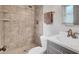 Updated bathroom with a tiled shower, modern sink and vanity with contemporary fixtures at 103 Arbor Rd, Summerville, SC 29485