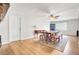 Bright dining area with wooden table, benches, and vintage blue hutch at 103 Arbor Rd, Summerville, SC 29485