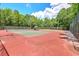 Community tennis court with well-maintained surface, net, and fencing for recreational enjoyment and sports at 104 Huckleberry Ln, Summerville, SC 29485