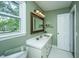 Bathroom featuring green walls, a white vanity, and modern fixtures for a clean and fresh look at 106 Dunmow Dr, Summerville, SC 29485