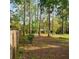 View of a backyard with a mix of tall trees and partially wooded ground with wooden fencing on the left at 129 Bramwell Dr, Summerville, SC 29485