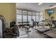 Well-equipped gym with weights, treadmills, and exercise machines with large windows at 1537 Sweet Myrtle Cir, Mount Pleasant, SC 29466