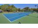 Community tennis court surrounded by mature trees, benches, and netting at 1537 Sweet Myrtle Cir, Mount Pleasant, SC 29466