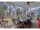 Relaxing screened-in porch with comfortable seating and views of the wooded backyard at 154 Calm Water Way, Summerville, SC 29486