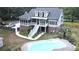 Aerial view showcasing the pool, backyard, and spacious layout of the property at 187 Pecan Dr, Summerville, SC 29483