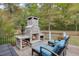 Backyard deck features a stone fireplace and comfortable outdoor seating at 1996 Wild Indigo Way, Hanahan, SC 29410