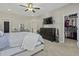 This bedroom has a TV, closet, vanity, and neutral decor at 1996 Wild Indigo Way, Hanahan, SC 29410