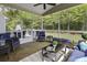 Relaxing screened porch features comfortable seating, ceiling fan, and an inviting view of the backyard at 1996 Wild Indigo Way, Hanahan, SC 29410