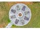 Overhead view of backyard's paver patio, accented by a fire pit and outdoor seating area at 2856 Claybrook St, Johns Island, SC 29455
