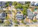 Overhead view of a neighborhood showcasing the layout of the houses, streets, and lush greenery at 301 Hidden Bottom Ln, Daniel Island, SC 29492