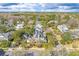 Aerial perspective of a residential area with well-maintained homes surrounded by lush trees and waterways at 301 Hidden Bottom Ln, Daniel Island, SC 29492