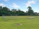 Open green sports field with soccer nets and bleachers, ideal for recreational activities at 311 Old Stone Ct, Moncks Corner, SC 29461