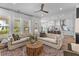 Open-concept living room with ample seating, large windows, and seamless flow to the kitchen area at 3873 Newhall St, Mount Pleasant, SC 29466