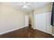 Comfortable bedroom with hardwood floors and a ceiling fan at 4120 Veritas St, Charleston, SC 29414