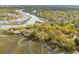 Aerial view featuring waterfront property showcasing a private dock on a scenic waterway at 630 Cain Dr, Mount Pleasant, SC 29464