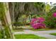 Picturesque landscaping featuring vibrant azaleas and mature trees along the sidewalk at 85 Colleton Dr, Charleston, SC 29407