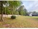 Expansive backyard featuring lush lawn space, mature trees, and a wooden fence at 1085 Russellville Rd, Saint Stephen, SC 29479