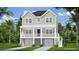 Charming coastal home featuring a covered porch, elevated design, and convenient ground-level garage at 1416 Dahlia Dr, Mount Pleasant, SC 29464