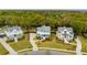 Stunning aerial view of a neighborhood showcasing manicured lawns, mature trees, and beautifully designed homes at 1529 Tomato Farm Cir, Mount Pleasant, SC 29464