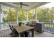 Screened-in porch featuring an outdoor kitchen, dining table, and seating area at 1529 Tomato Farm Cir, Mount Pleasant, SC 29464