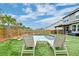 Relaxing backyard with a sparkling pool, lounge chairs, and lush landscaping at 158 Garden Lily Ln, Summerville, SC 29485