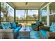 Relaxing screened-in patio with comfortable seating and view of landscaped backyard at 2036 Yaupon Way, Johns Island, SC 29455