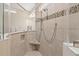 Bright shower stall features a tiled bench and accent wall for both beauty and function at 3005 Aura Ln, Summerville, SC 29483