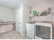 Functional laundry room with side by side washer and dryer, countertop, and storage shelves at 353 Dunlin Dr, Summerville, SC 29486