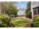 Manicured backyard with a seating area, green lawn, and a garden at 3558 Stockton Dr, Mount Pleasant, SC 29466