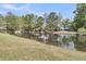 Scenic view of a tranquil pond lined with trees and grass, offering a peaceful setting at 3734 St Ellens Dr, Mount Pleasant, SC 29466