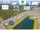 Aerial shot of a housing development close to a pond with overlaid images of fast food restaurants at 400 Dunlin Dr, Summerville, SC 29486