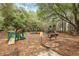 Colorful playground equipment set amidst mature trees, featuring slides, swings, and climbing structures at 4204 Magnolia Ct, North Charleston, SC 29420
