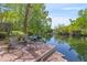 Waterfront backyard with chaise lounges on a private dock with scenic water views at 753 Lake Frances Dr, Charleston, SC 29412