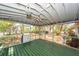 Relaxing screened porch with a ceiling fan and birdhouses, offering views of the spacious backyard at 783 Dills Bluff Rd, Charleston, SC 29412