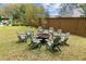 Backyard firepit surrounded by Adirondack chairs near a manicured lawn at 803 S Main St, Summerville, SC 29483
