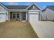 Charming gray home with a well-maintained lawn, front porch, and an attached garage at 832 Descartes St, Summerville, SC 29486