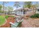 Inviting backyard with a pergola-covered patio, lush landscaping, and comfortable seating, perfect for relaxing outdoors at 935 Lansing Dr, Mount Pleasant, SC 29464