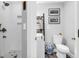 Modern bathroom featuring a shower with white subway tile and a stylish vanity with decorative accents at 935 Lansing Dr, Mount Pleasant, SC 29464