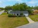 Aerial view of a single-story home with a manicured lawn, driveway, and peaceful neighborhood setting at 1111 Kilarney Rd, Mount Pleasant, SC 29464