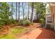 Landscaped backyard with vibrant brick patio and a mix of trees, green lawn and plants at 2 Townpark Ln # D, Charleston, SC 29412