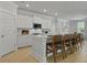 A modern kitchen with stainless steel appliances, white cabinets, and a breakfast bar at 202 Bilge Rd, Ridgeville, SC 29472