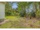 Secluded backyard surrounded by lush trees and undergrowth at 3143 Bonanza Rd, Charleston, SC 29414