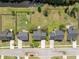 Aerial view showing the home's location near a stream, in a neighborhood setting and with fenced backyards at 529 Beverly Dr, Summerville, SC 29485