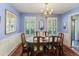 Elegant dining room featuring plantation shutters, a chandelier, and seating for six at 643 Edmonds Dr, Charleston, SC 29412